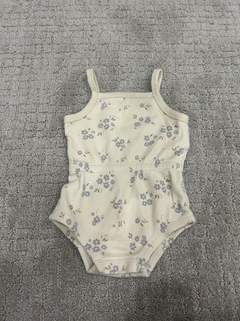 Quincy Mae Cream Floral Waffle-Knit One-Piece